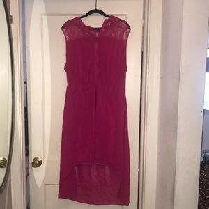 Magenta high low 2x dress with lace on top